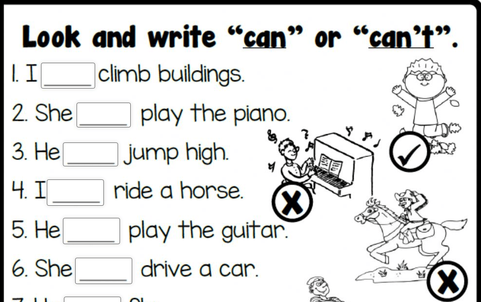 Action Verbs & Can-Can't