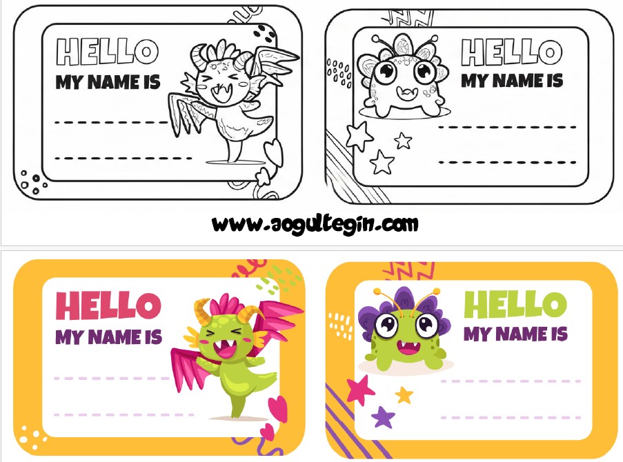 Name Tag (Black & White - Colored)